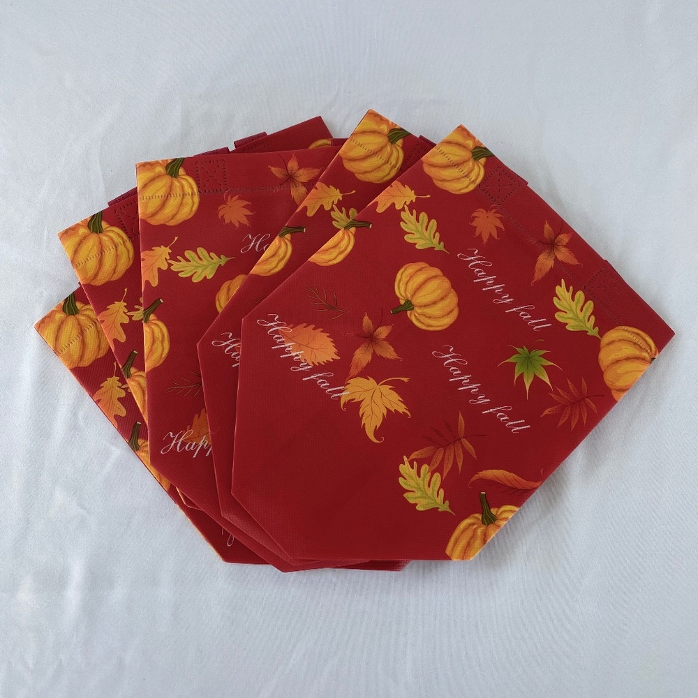 Reusable Happy Fall and Autumn Gift Bag Set of 5 New